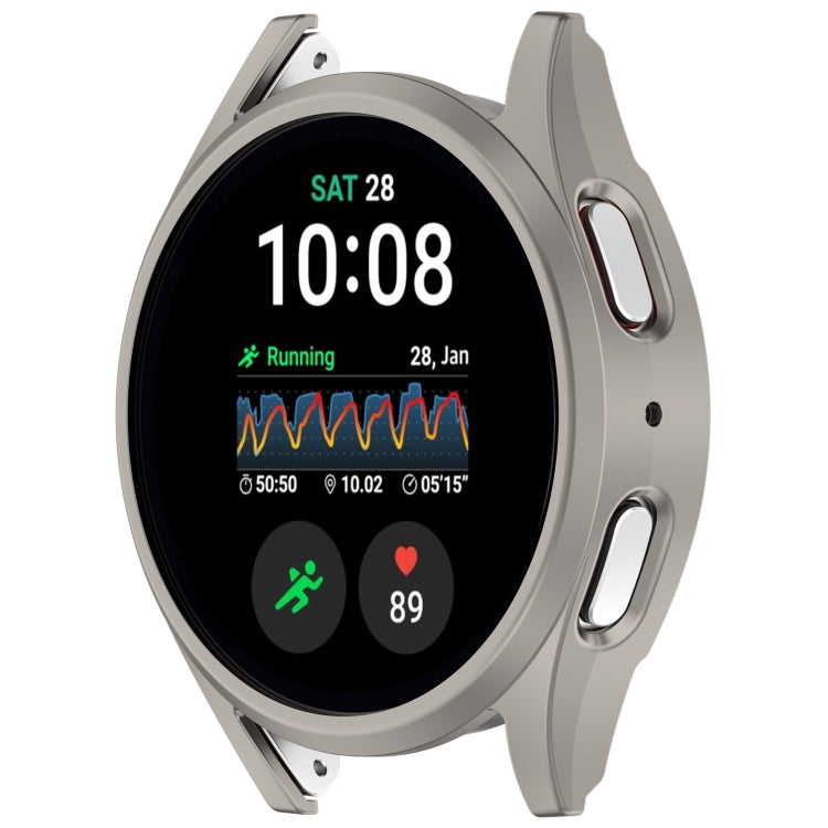 For Sansung Galaxy Watch 7 40mm Half Pack Hollow PC Watch Protective Case(Titanium Steel Color) - Watch Cases by PMC TechLife | Online Shopping South Africa | PMC TechLife | Buy Now Pay Later Mobicred