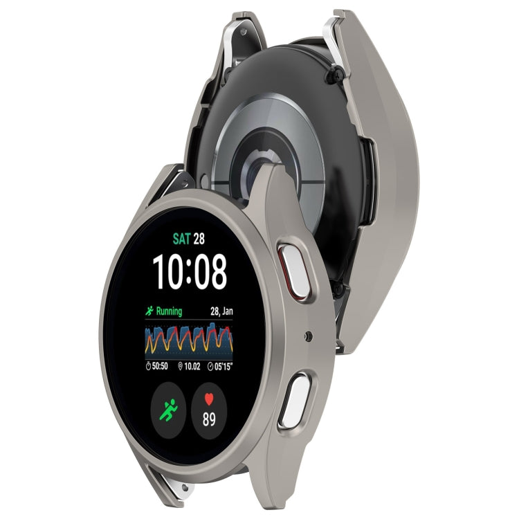 For Sansung Galaxy Watch 7 40mm Half Pack Hollow PC Watch Protective Case(Titanium Steel Color) - Watch Cases by PMC TechLife | Online Shopping South Africa | PMC TechLife | Buy Now Pay Later Mobicred