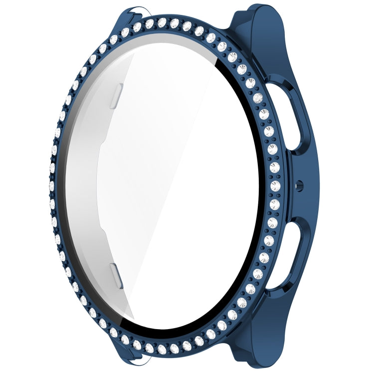 For Samsung Galaxy Watch 7 40mm Single Row Diamond PC + Tempered Film Integrated Watch Protective Case(Midnight Blue) - Watch Cases by PMC TechLife | Online Shopping South Africa | PMC TechLife | Buy Now Pay Later Mobicred