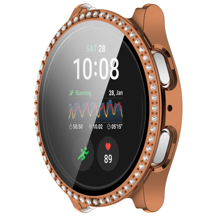 For Samsung Galaxy Watch 7 40mm Single Row Diamond PC + Tempered Film Integrated Watch Protective Case(Rose Gold) - Watch Cases by PMC TechLife | Online Shopping South Africa | PMC TechLife | Buy Now Pay Later Mobicred