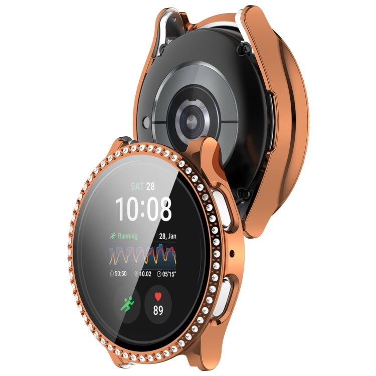 For Samsung Galaxy Watch 7 40mm Single Row Diamond PC + Tempered Film Integrated Watch Protective Case(Rose Gold) - Watch Cases by PMC TechLife | Online Shopping South Africa | PMC TechLife | Buy Now Pay Later Mobicred