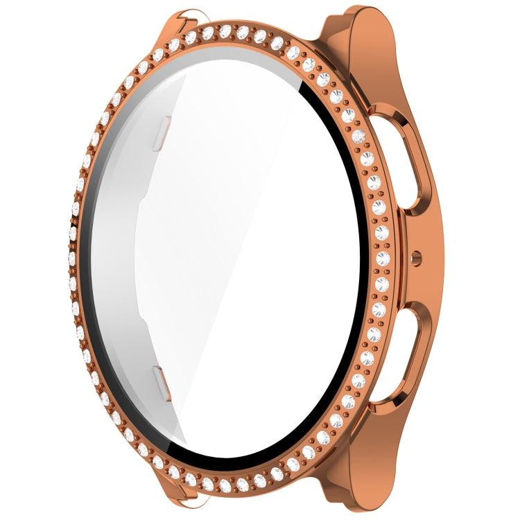 For Samsung Galaxy Watch 7 40mm Single Row Diamond PC + Tempered Film Integrated Watch Protective Case(Rose Gold) - Watch Cases by PMC TechLife | Online Shopping South Africa | PMC TechLife | Buy Now Pay Later Mobicred