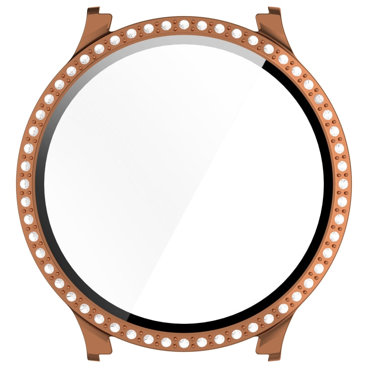 For Samsung Galaxy Watch 7 40mm Single Row Diamond PC + Tempered Film Integrated Watch Protective Case(Rose Gold) - Watch Cases by PMC TechLife | Online Shopping South Africa | PMC TechLife | Buy Now Pay Later Mobicred