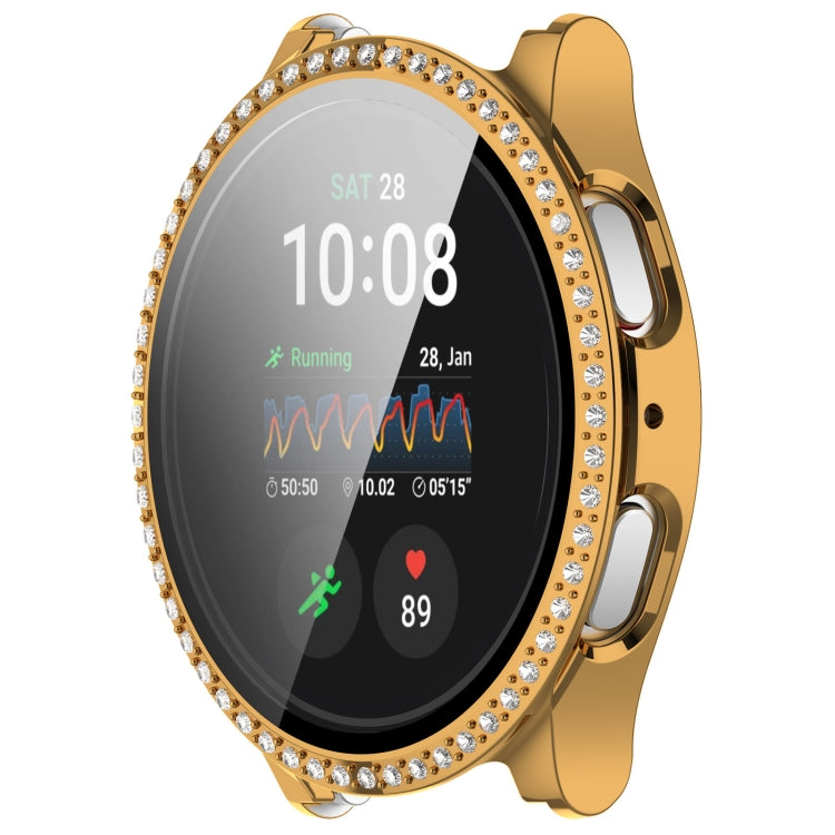 For Samsung Galaxy Watch 7 40mm Single Row Diamond PC + Tempered Film Integrated Watch Protective Case(Gold) - Watch Cases by PMC TechLife | Online Shopping South Africa | PMC TechLife | Buy Now Pay Later Mobicred