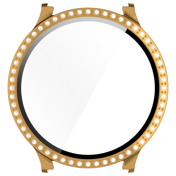 For Samsung Galaxy Watch 7 40mm Single Row Diamond PC + Tempered Film Integrated Watch Protective Case(Gold) - Watch Cases by PMC TechLife | Online Shopping South Africa | PMC TechLife | Buy Now Pay Later Mobicred