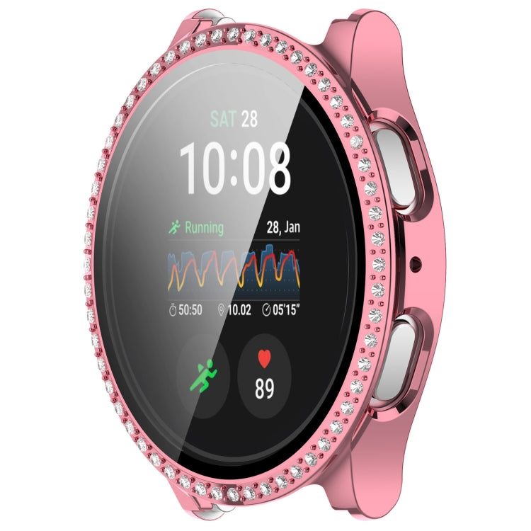 For Samsung Galaxy Watch 7 40mm Single Row Diamond PC + Tempered Film Integrated Watch Protective Case(Pink) - Watch Cases by PMC TechLife | Online Shopping South Africa | PMC TechLife | Buy Now Pay Later Mobicred