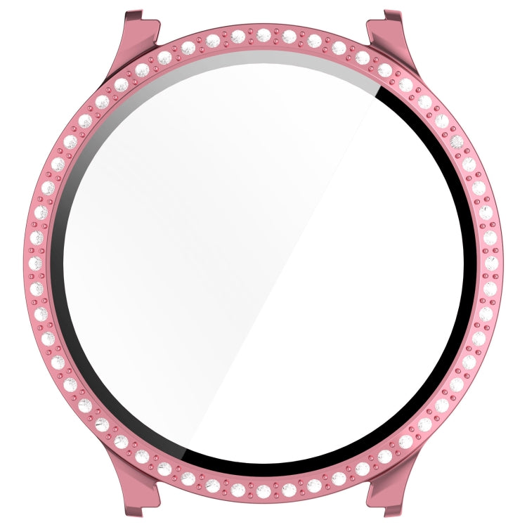 For Samsung Galaxy Watch 7 40mm Single Row Diamond PC + Tempered Film Integrated Watch Protective Case(Pink) - Watch Cases by PMC TechLife | Online Shopping South Africa | PMC TechLife | Buy Now Pay Later Mobicred