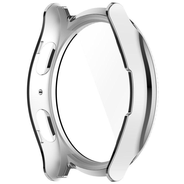 For Samsung Galaxy Watch 7 44mm Single Row Diamond PC + Tempered Film Integrated Watch Protective Case(Silver) - Watch Cases by PMC TechLife | Online Shopping South Africa | PMC TechLife | Buy Now Pay Later Mobicred