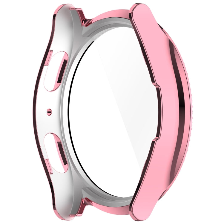 For Samsung Galaxy Watch 7 44mm Single Row Diamond PC + Tempered Film Integrated Watch Protective Case(Pink) - Watch Cases by PMC TechLife | Online Shopping South Africa | PMC TechLife | Buy Now Pay Later Mobicred