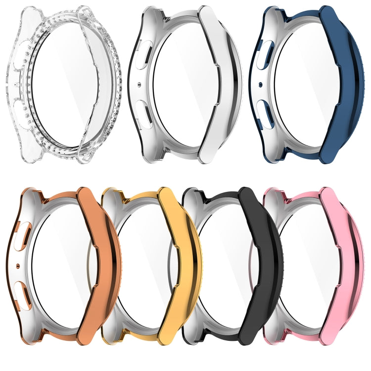 For Samsung Galaxy Watch 7 40mm Single Row Diamond PC + Tempered Film Integrated Watch Protective Case(Black) - Watch Cases by PMC TechLife | Online Shopping South Africa | PMC TechLife | Buy Now Pay Later Mobicred