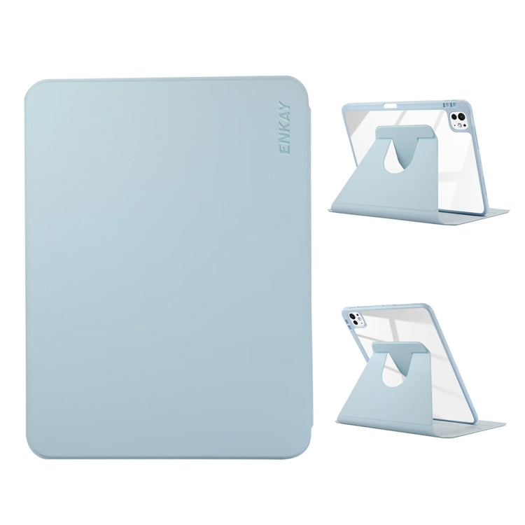For iPad Pro 13 2024 ENKAY 360 Rotation PMMA Leather Smart Tablet Case with Pen Slot(Blue) - free shipping - PMc TechLife - Order now!