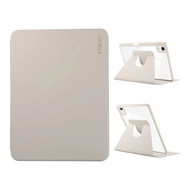 For iPad Air 13 2024 ENKAY 360 Rotation PMMA Leather Smart Tablet Case with Pen Slot(Grey) - free shipping - PMc TechLife - Order now!