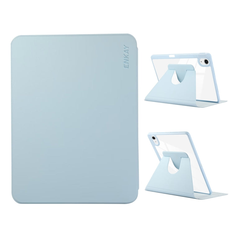 For iPad Pro Air 11 2024 ENKAY 360 Rotation PMMA Leather Smart Tablet Case with Pen Slot(Blue) - free shipping - PMc TechLife - Order now!