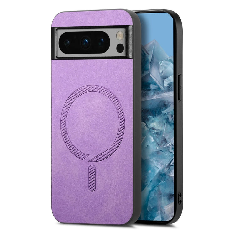 For Google Pixel 9 Pro XL Retro Magsafe Magnetic PU Back Cover Phone Case(Purple) - Google Cases by PMC TechLife | Online Shopping South Africa | PMC TechLife | Buy Now Pay Later Mobicred