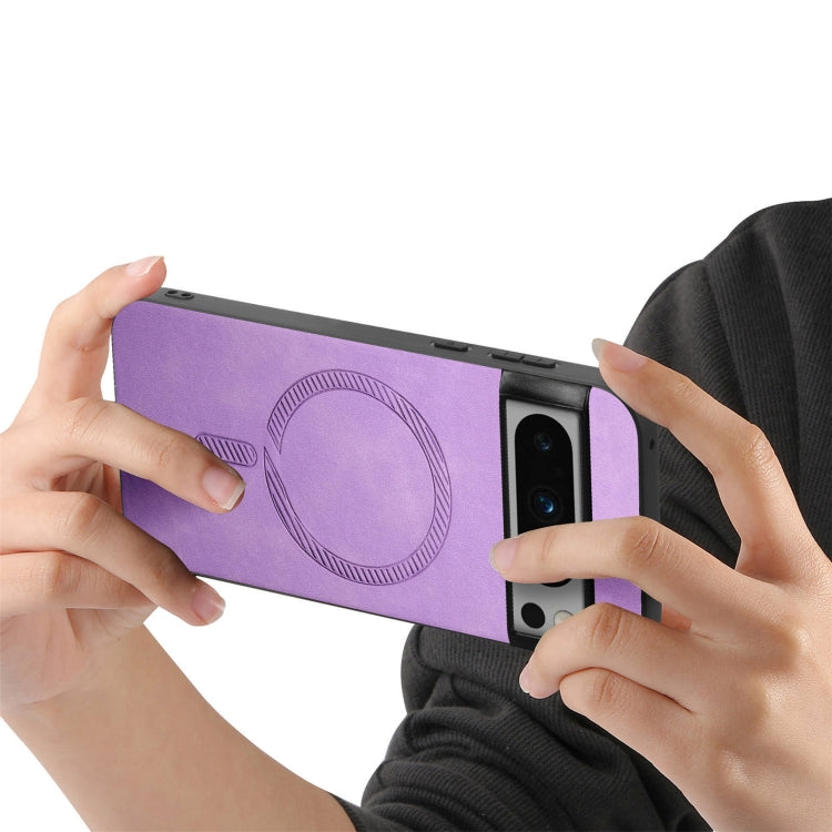 For Google Pixel 9 Pro XL Retro Magsafe Magnetic PU Back Cover Phone Case(Purple) - Google Cases by PMC TechLife | Online Shopping South Africa | PMC TechLife | Buy Now Pay Later Mobicred