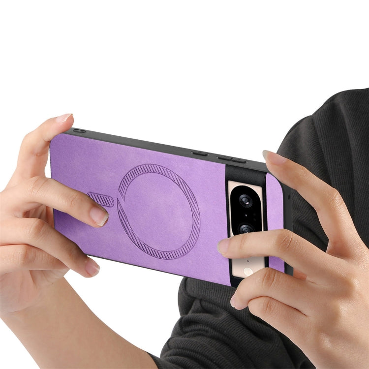 For Google Pixel 9 / 9 Pro Retro Magsafe Magnetic PU Back Cover Phone Case(Purple) - Google Cases by PMC TechLife | Online Shopping South Africa | PMC TechLife | Buy Now Pay Later Mobicred