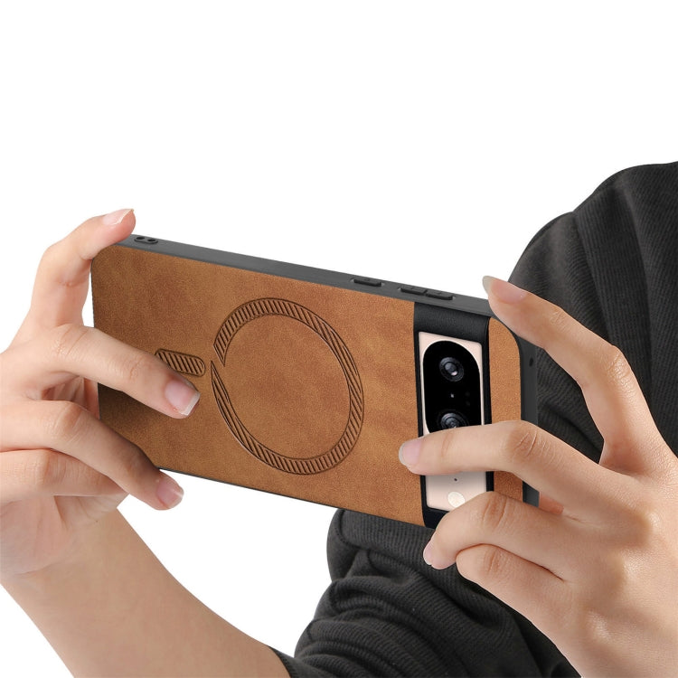For Google Pixel 9 / 9 Pro Retro Magsafe Magnetic PU Back Cover Phone Case(Brown) - Google Cases by PMC TechLife | Online Shopping South Africa | PMC TechLife | Buy Now Pay Later Mobicred
