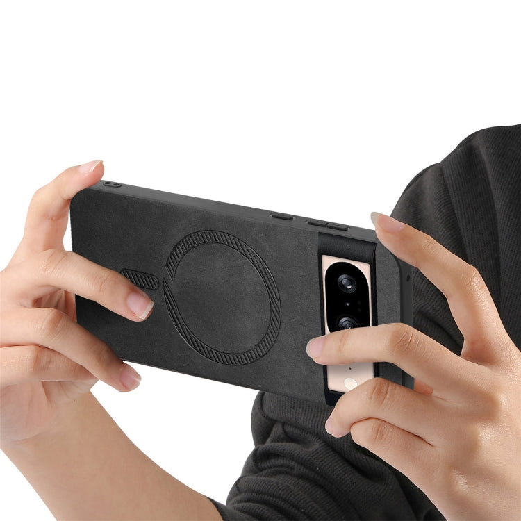 For Google Pixel 9 / 9 Pro Retro Magsafe Magnetic PU Back Cover Phone Case(Black) - Google Cases by PMC TechLife | Online Shopping South Africa | PMC TechLife | Buy Now Pay Later Mobicred