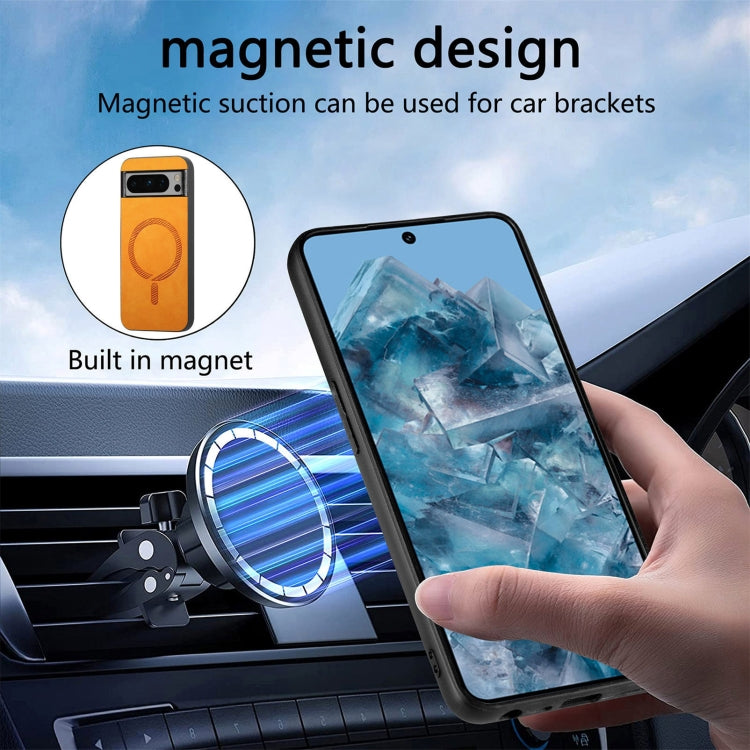 For Google Pixel 9 / 9 Pro Retro Magsafe Magnetic PU Back Cover Phone Case(Brown) - Google Cases by PMC TechLife | Online Shopping South Africa | PMC TechLife | Buy Now Pay Later Mobicred
