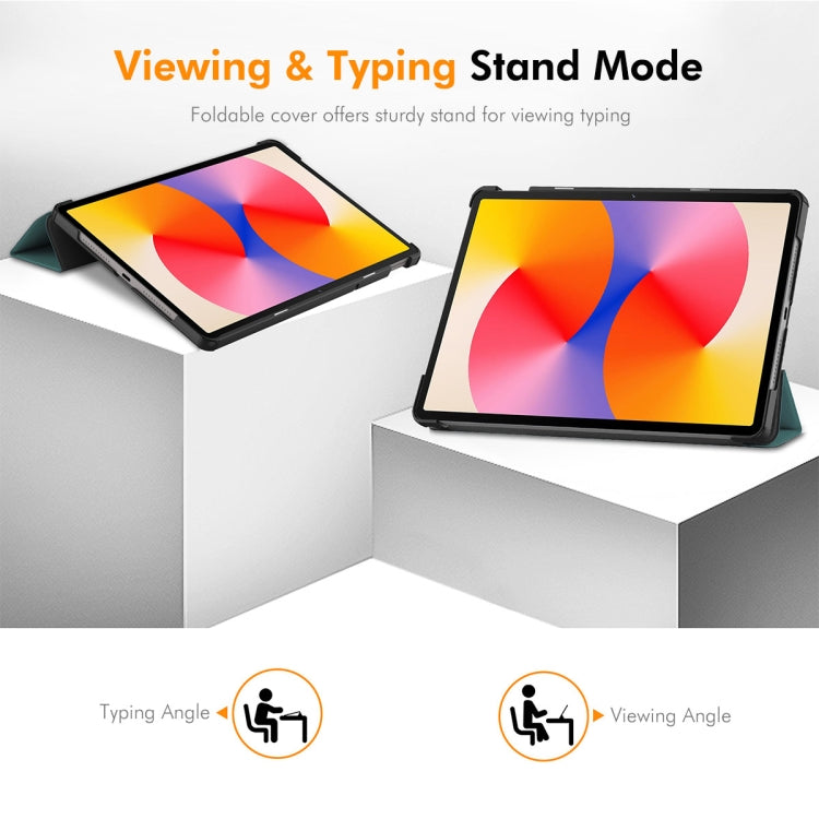 For Huawei MatePad SE 11 2024 ENKAY Tri-fold Custer Texture Platic Leather Tablet Case(Dark Blue) - free shipping - PMC Jewellery - Order now!