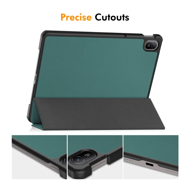 For Huawei MatePad SE 11 2024 ENKAY Tri-fold Custer Texture Platic Leather Tablet Case(Dark Blue) - free shipping - PMC Jewellery - Order now!