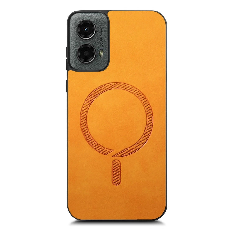 For Motorola Moto G 5G 2024 Retro Magsafe Magnetic PU Back Cover Phone Case(Yellow) - Motorola Cases by PMC Jewellery | Online Shopping South Africa | PMC Jewellery | Buy Now Pay Later Mobicred