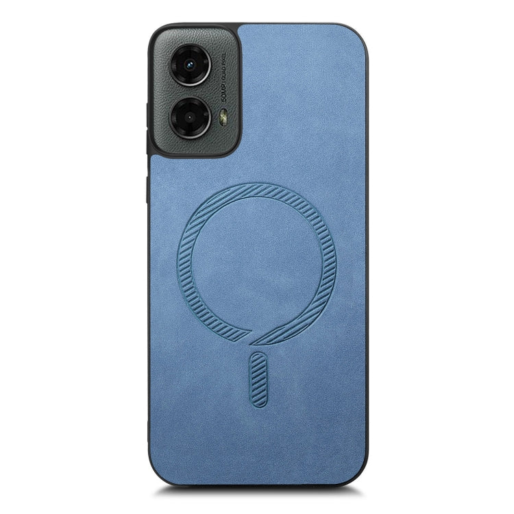 For Motorola Moto G 5G 2024 Retro Magsafe Magnetic PU Back Cover Phone Case(Blue) - Motorola Cases by PMC Jewellery | Online Shopping South Africa | PMC Jewellery | Buy Now Pay Later Mobicred
