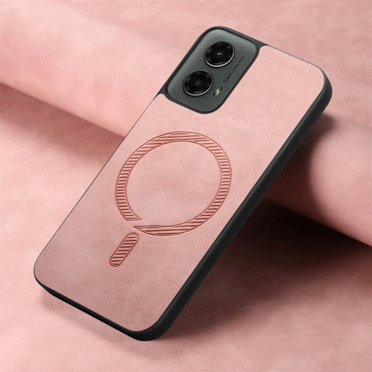 For Motorola Moto G 5G 2024 Retro Magsafe Magnetic PU Back Cover Phone Case(Pink) - Motorola Cases by PMC Jewellery | Online Shopping South Africa | PMC Jewellery | Buy Now Pay Later Mobicred