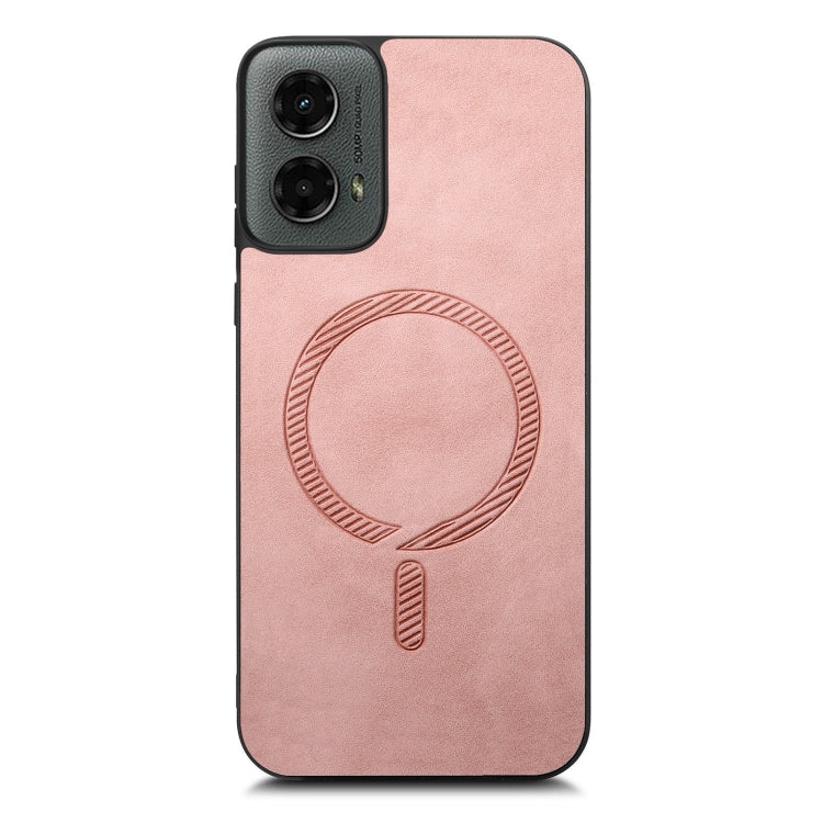 For Motorola Moto G 5G 2024 Retro Magsafe Magnetic PU Back Cover Phone Case(Pink) - Motorola Cases by PMC Jewellery | Online Shopping South Africa | PMC Jewellery | Buy Now Pay Later Mobicred