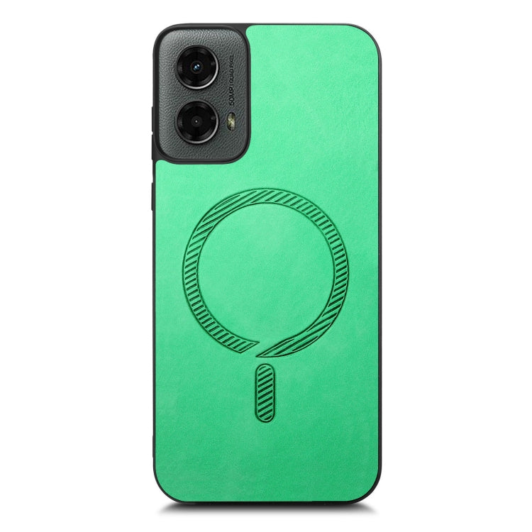 For Motorola Moto G 5G 2024 Retro Magsafe Magnetic PU Back Cover Phone Case(Green) - Motorola Cases by PMC Jewellery | Online Shopping South Africa | PMC Jewellery | Buy Now Pay Later Mobicred