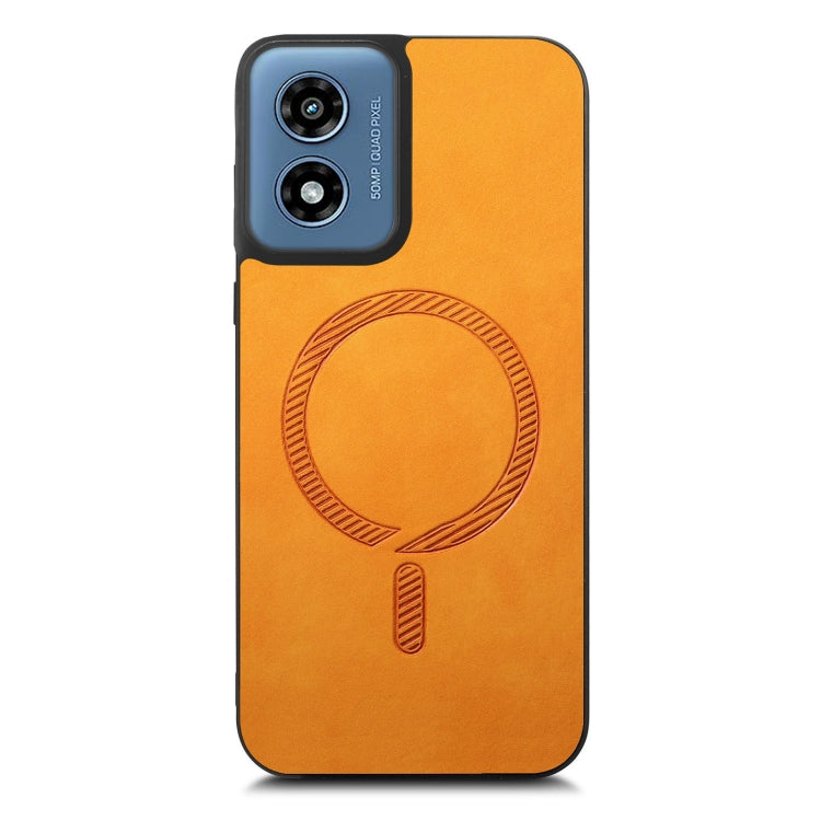 For Motorola Moto G Play 2024 4G Retro Magsafe Magnetic PU Back Cover Phone Case(Yellow) - Motorola Cases by PMC Jewellery | Online Shopping South Africa | PMC Jewellery | Buy Now Pay Later Mobicred