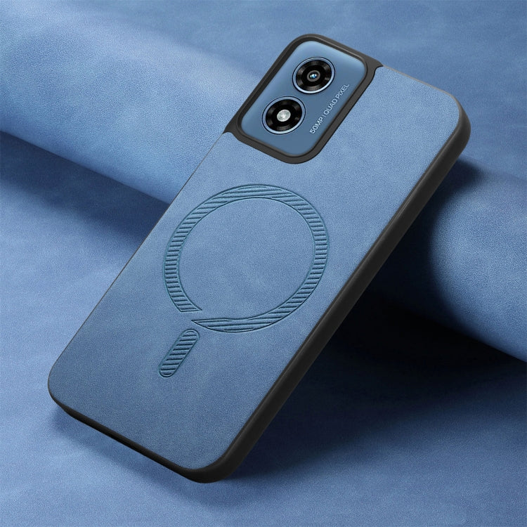 For Motorola Moto G Play 2024 4G Retro Magsafe Magnetic PU Back Cover Phone Case(Blue) - Motorola Cases by PMC Jewellery | Online Shopping South Africa | PMC Jewellery | Buy Now Pay Later Mobicred