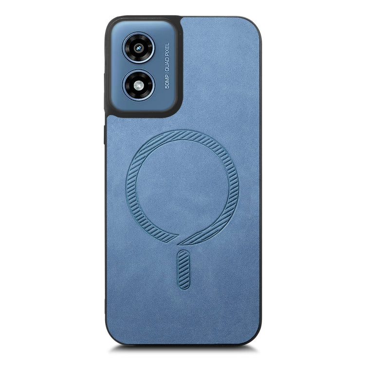 For Motorola Moto G Play 2024 4G Retro Magsafe Magnetic PU Back Cover Phone Case(Blue) - Motorola Cases by PMC Jewellery | Online Shopping South Africa | PMC Jewellery | Buy Now Pay Later Mobicred