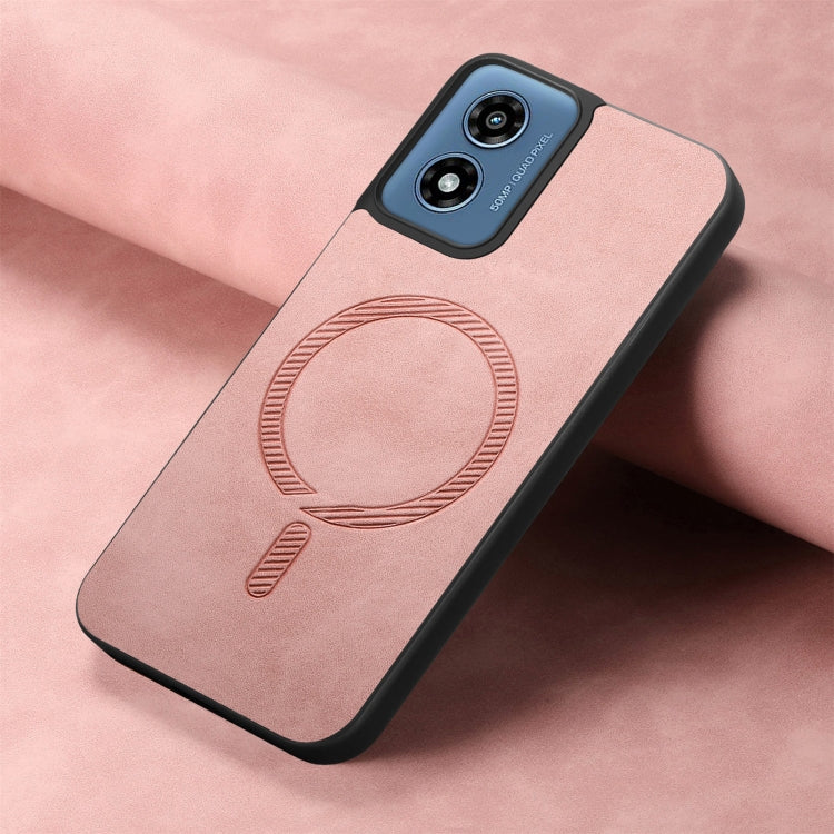 For Motorola Moto G Play 2024 4G Retro Magsafe Magnetic PU Back Cover Phone Case(Pink) - free shipping - PMC Jewellery - Order now!