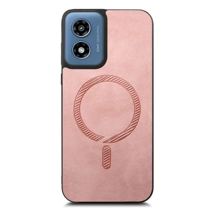 For Motorola Moto G Play 2024 4G Retro Magsafe Magnetic PU Back Cover Phone Case(Pink) - free shipping - PMC Jewellery - Order now!