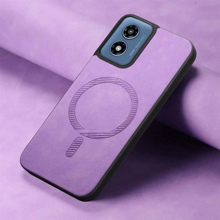 For Motorola Moto G Play 2024 4G Retro Magsafe Magnetic PU Back Cover Phone Case(Purple) - Motorola Cases by PMC Jewellery | Online Shopping South Africa | PMC Jewellery | Buy Now Pay Later Mobicred