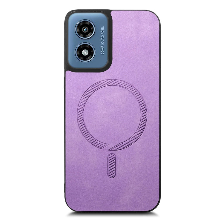 For Motorola Moto G Play 2024 4G Retro Magsafe Magnetic PU Back Cover Phone Case(Purple) - Motorola Cases by PMC Jewellery | Online Shopping South Africa | PMC Jewellery | Buy Now Pay Later Mobicred