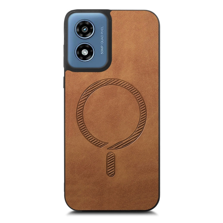 For Motorola Moto G Play 2024 4G Retro Magsafe Magnetic PU Back Cover Phone Case(Brown) - Motorola Cases by PMC Jewellery | Online Shopping South Africa | PMC Jewellery | Buy Now Pay Later Mobicred