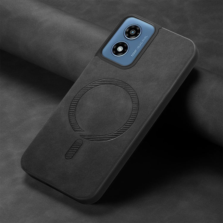 For Motorola Moto G Play 2024 4G Retro Magsafe Magnetic PU Back Cover Phone Case(Black) - free shipping - PMC Jewellery - Order now!