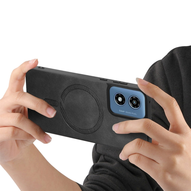 For Motorola Moto G Play 2024 4G Retro Magsafe Magnetic PU Back Cover Phone Case(Black) - free shipping - PMC Jewellery - Order now!