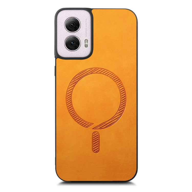 For Motorola Moto G Power 2024 5G Retro Magsafe Magnetic PU Back Cover Phone Case(Yellow) - Motorola Cases by PMC Jewellery | Online Shopping South Africa | PMC Jewellery | Buy Now Pay Later Mobicred