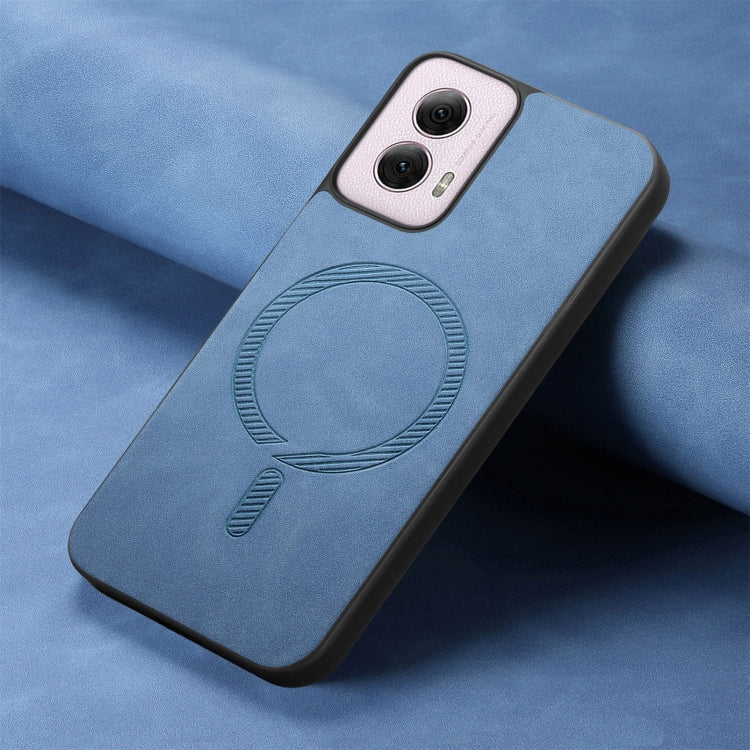 For Motorola Moto G Power 2024 5G Retro Magsafe Magnetic PU Back Cover Phone Case(Blue) - Motorola Cases by PMC Jewellery | Online Shopping South Africa | PMC Jewellery | Buy Now Pay Later Mobicred