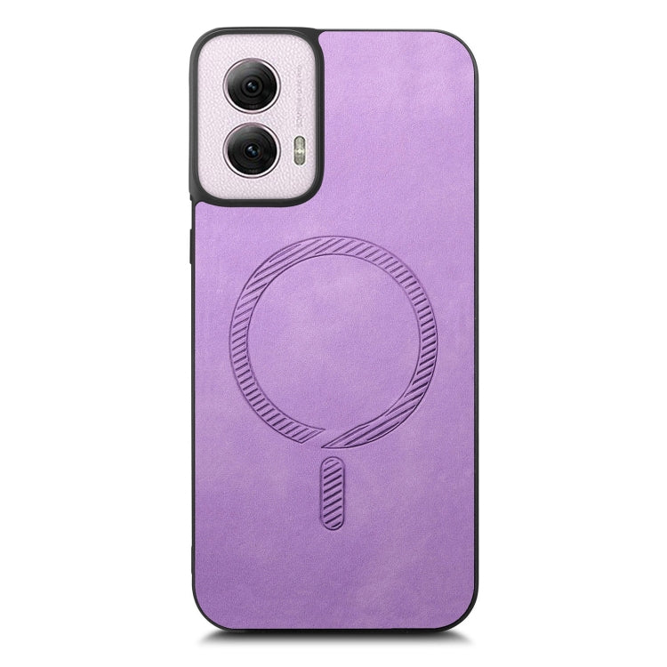For Motorola Moto G Power 2024 5G Retro Magsafe Magnetic PU Back Cover Phone Case(Purple) - Motorola Cases by PMC Jewellery | Online Shopping South Africa | PMC Jewellery | Buy Now Pay Later Mobicred