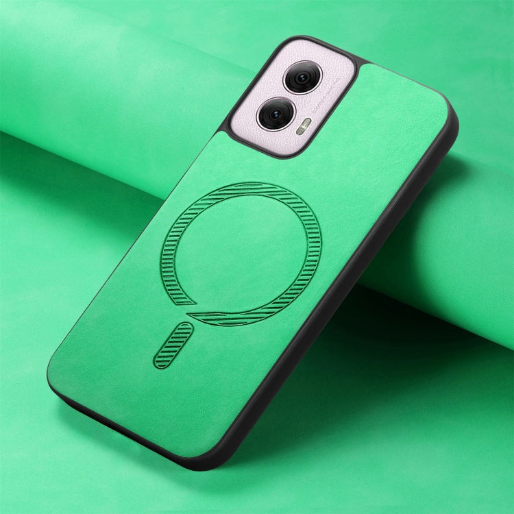 For Motorola Moto G Power 2024 5G Retro Magsafe Magnetic PU Back Cover Phone Case(Green) - Motorola Cases by PMC Jewellery | Online Shopping South Africa | PMC Jewellery | Buy Now Pay Later Mobicred