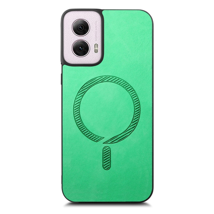 For Motorola Moto G Power 2024 5G Retro Magsafe Magnetic PU Back Cover Phone Case(Green) - Motorola Cases by PMC Jewellery | Online Shopping South Africa | PMC Jewellery | Buy Now Pay Later Mobicred