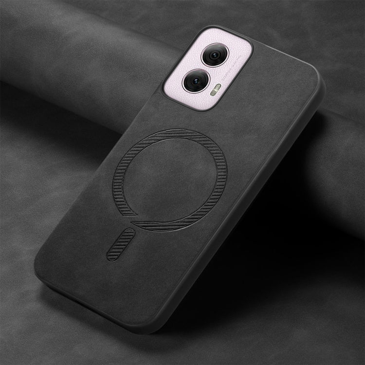For Motorola Moto G Power 2024 5G Retro Magsafe Magnetic PU Back Cover Phone Case(Black) - Motorola Cases by PMC Jewellery | Online Shopping South Africa | PMC Jewellery | Buy Now Pay Later Mobicred