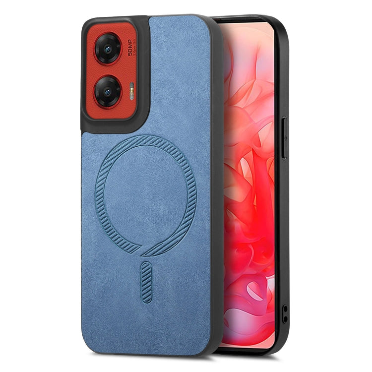 For Motorola Moto G Stylus 5G 2024 Retro Magsafe Magnetic PU Back Cover Phone Case(Blue) - Motorola Cases by PMC Jewellery | Online Shopping South Africa | PMC Jewellery | Buy Now Pay Later Mobicred