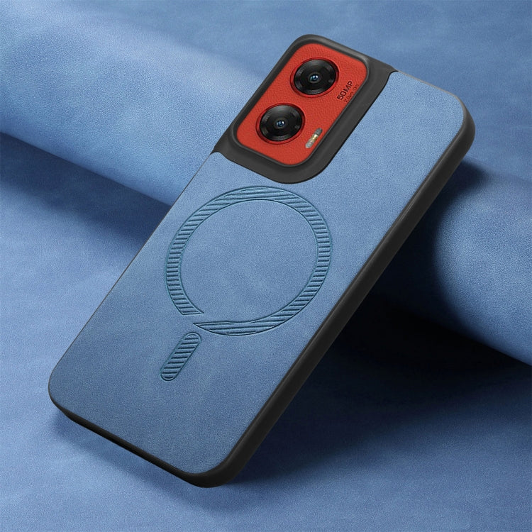For Motorola Moto G Stylus 5G 2024 Retro Magsafe Magnetic PU Back Cover Phone Case(Blue) - Motorola Cases by PMC Jewellery | Online Shopping South Africa | PMC Jewellery | Buy Now Pay Later Mobicred