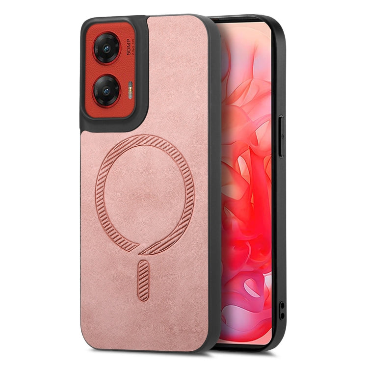 For Motorola Moto G Stylus 5G 2024 Retro Magsafe Magnetic PU Back Cover Phone Case(Pink) - Motorola Cases by PMC Jewellery | Online Shopping South Africa | PMC Jewellery | Buy Now Pay Later Mobicred