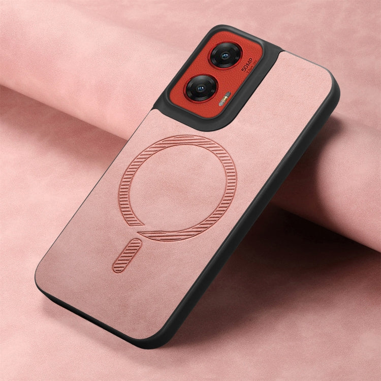 For Motorola Moto G Stylus 5G 2024 Retro Magsafe Magnetic PU Back Cover Phone Case(Pink) - Motorola Cases by PMC Jewellery | Online Shopping South Africa | PMC Jewellery | Buy Now Pay Later Mobicred